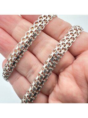 Milor Italy 925 Sterling Silver Chain Necklace 16 Inch 25 Grams Wide Fancy Link